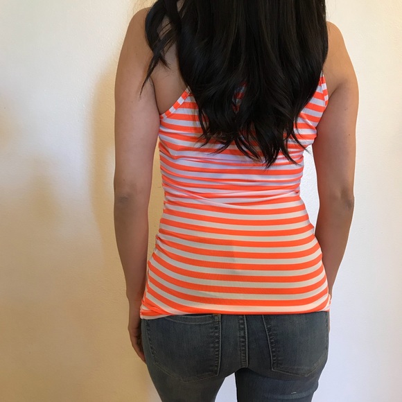 Neon Orange Striped High Neck Top - Picture 8 of 8